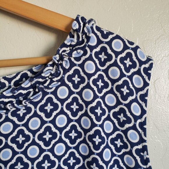 Talbots Printed Cotton Knit Shift Dress Knee Length Blue Size 3X Plus Sleeveless - Picture 6 of 9